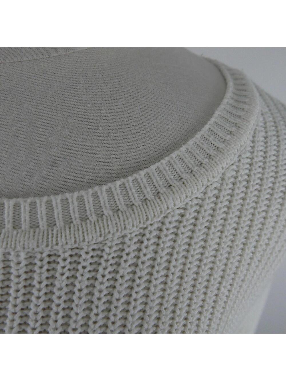 Banana Republic Womens Ribbed Scoop Neck White Sweater Sheer Trim XL - Picture 3 of 9